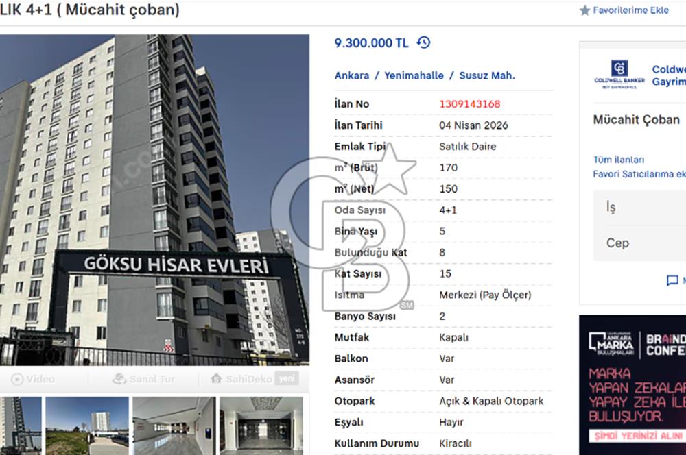 HİSAR SİTESİ SATILIK 4+1 ( Mücahit çoban)