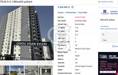 HİSAR SİTESİ SATILIK 4+1 ( Mücahit çoban)