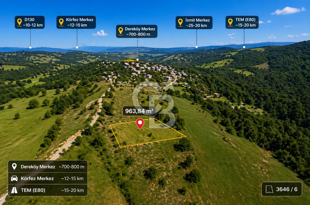 KOCAELİ KÖRFEZ DEREKÖY’DE 963 m² SATILIK ARSA | DOĞA İÇİNDE FIRSAT