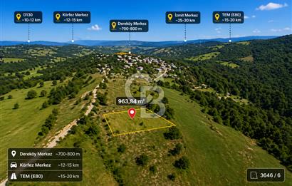 KOCAELİ KÖRFEZ DEREKÖY’DE 963 m² SATILIK ARSA | DOĞA İÇİNDE FIRSAT