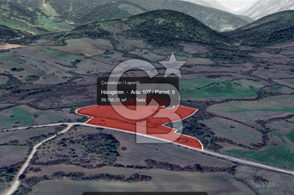 Lapseki Hacıgelen Köyünde Yolu Açılmış Satılık Tarla