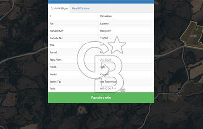 Lapseki Hacıgelen Köyünde Yolu Açılmış Satılık Tarla