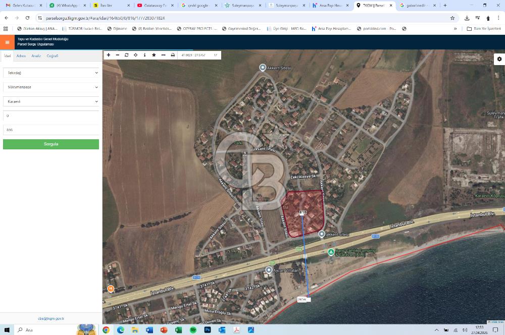 Tekirdağ Süleymanpaşa'da 2 Kat Satılık İmarlı Arsa