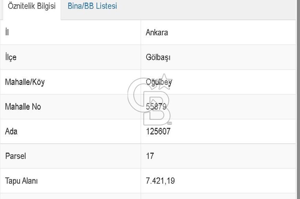 ANKARA /GÖLBAŞI / OĞULBEY MAHALLESİNDE SATILIK 7421 M² SATILIK TARLA