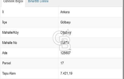 ANKARA /GÖLBAŞI / OĞULBEY MAHALLESİNDE SATILIK 7421 M² SATILIK TARLA