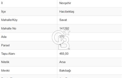 HACIBEKTAŞ SAVAT MAHALLESİ YATIRIMLIK İMARLI ARSA