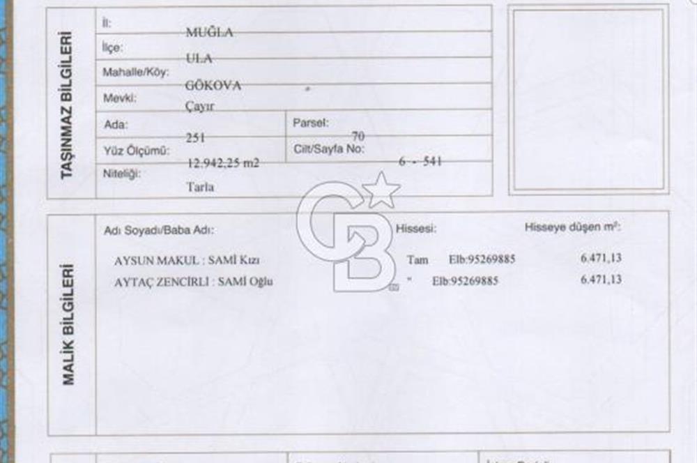 Gökova'da Satılık 80 Milyon TL Villa İmarlı Arsa