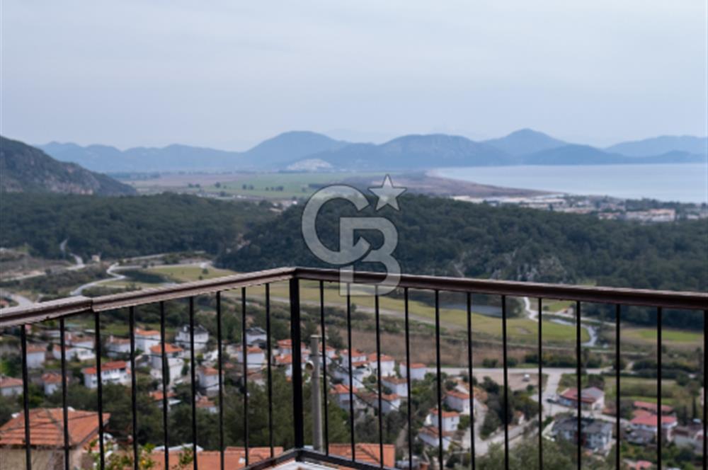 PANOROMİK DENİZ MANZARALI Sarıgerme'de Kiralık Eşyalı 3+1 Bahçe Tripleks