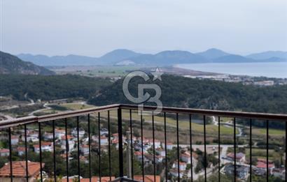 PANOROMİK DENİZ MANZARALI Sarıgerme'de Kiralık Eşyalı 3+1 Bahçe Tripleks