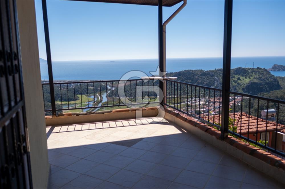 Sarıgerme'de Deniz Manzaralı Kiralık 3+1 Bahçe Tripleksi
