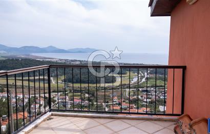 PANOROMİK DENİZ MANZARALI Sarıgerme'de Kiralık Eşyalı 3+1 Bahçe Tripleks
