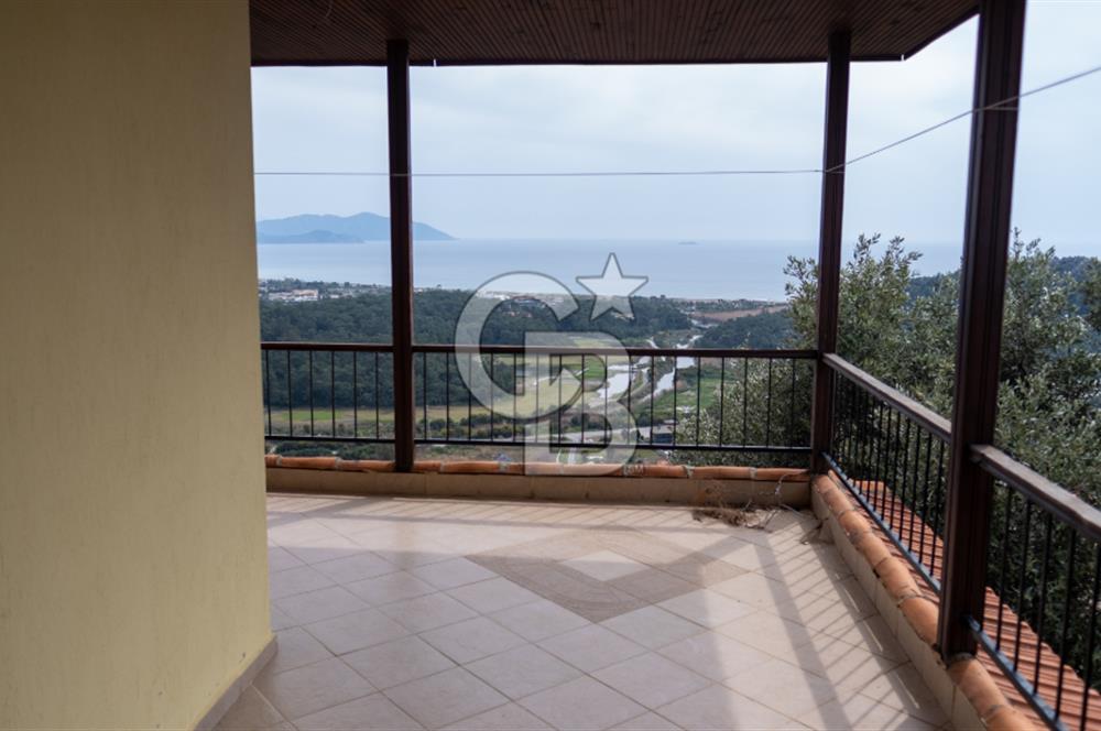 PANOROMİK DENİZ MANZARALI Sarıgerme'de Kiralık Eşyalı 3+1 Bahçe Tripleks