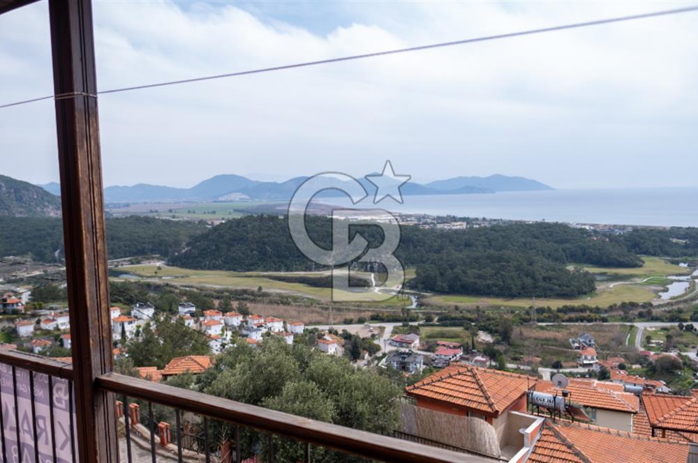 PANOROMİK DENİZ MANZARALI Sarıgerme'de Kiralık Eşyalı 3+1 Bahçe Tripleks