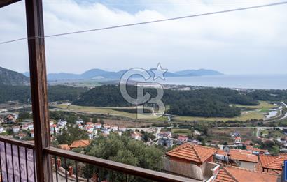 PANOROMİK DENİZ MANZARALI Sarıgerme'de Kiralık Eşyalı 3+1 Bahçe Tripleks