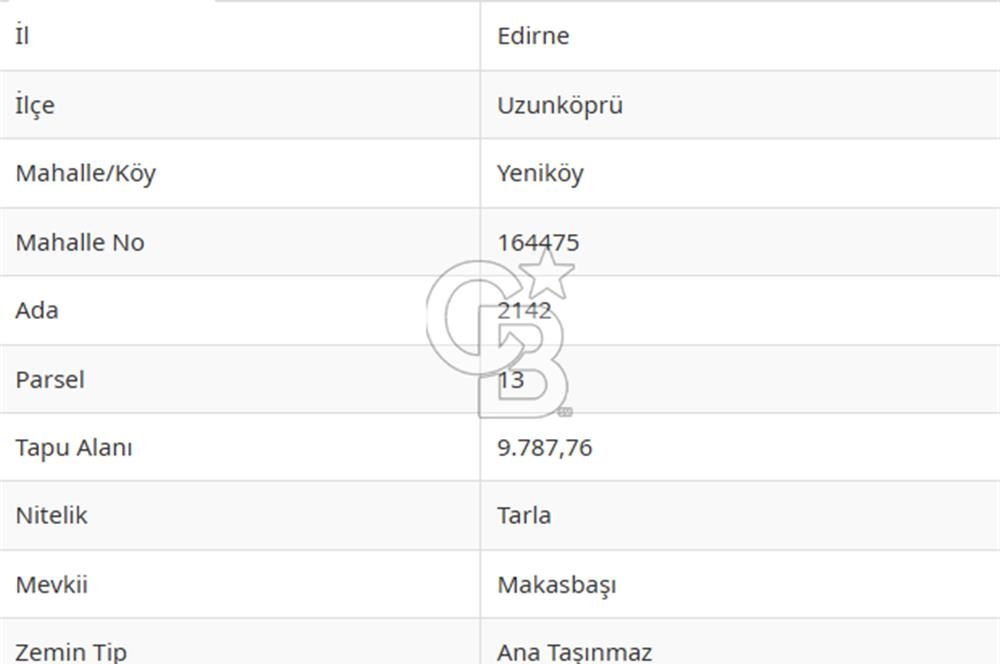 Edirne Uzunköprü Yeniköy Satılık Yatırımlık Tarla