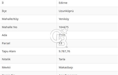 Edirne Uzunköprü Yeniköy Satılık Yatırımlık Tarla
