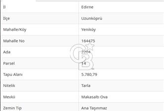 Edirne Uzunköprü Yeniköy Sulu Tarıma Uygun Satılık Tarla - 12 - 346427