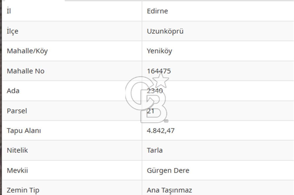 Edirne Uzunköprü Yeniköy Ana Yola 2.Parsel Satılık Tarla