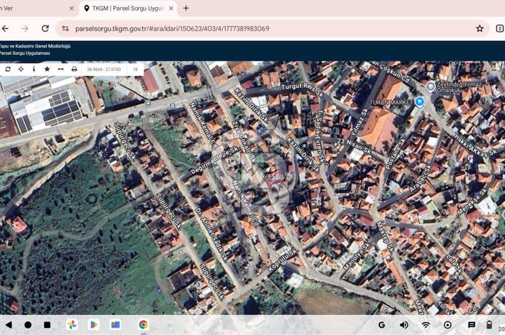 BERGAMA ZEYTİNDAĞ'DA CB iYA'DAN KÖY İÇİ İMARLI SATILIK ARSA