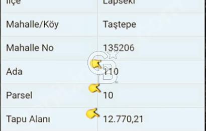 Lapseki/Taştepe'de deniz gören,resmi yolu olan 12.770m² arazi.