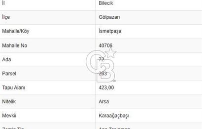 BİLECİK GÖLPAZARINDA SEÇKİN LOKASYONDA 423 m2 KONUT İMARLI ARSA