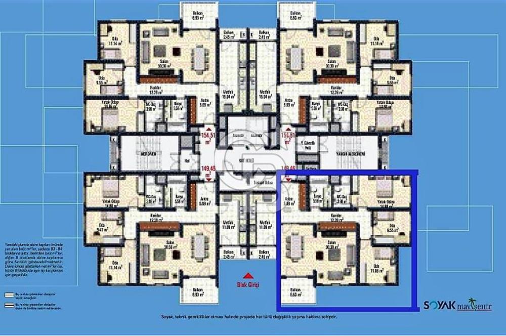 Mavişehir Soyak B Etap Havuz & Peyzaj Satılık 3+1 154 M² Daire
