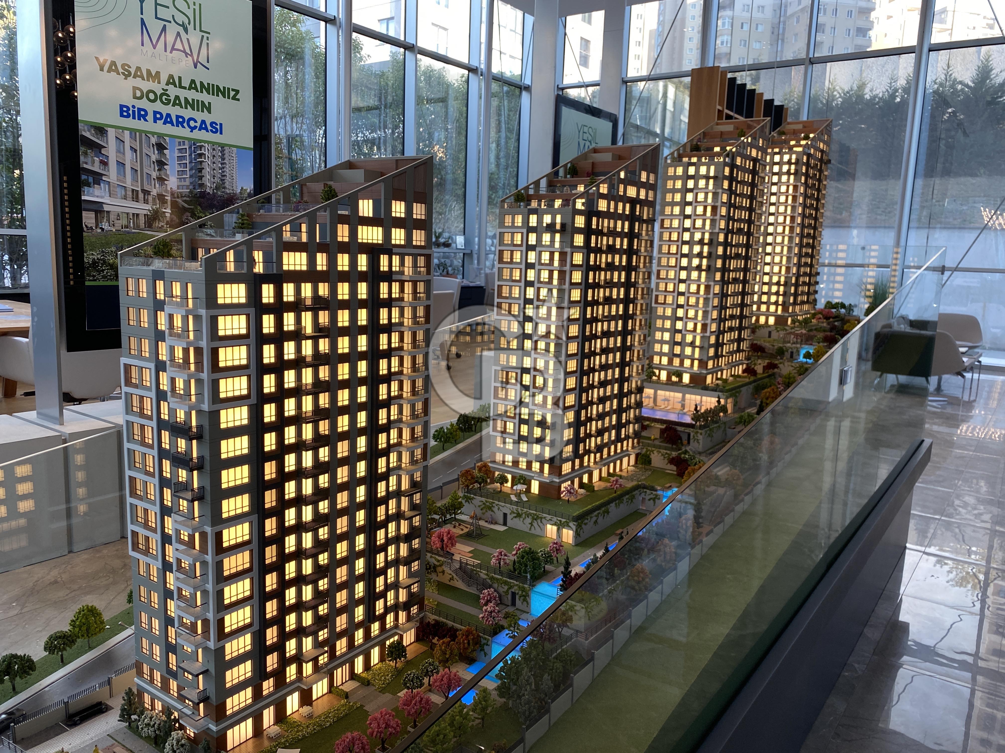 MALTEPE ZÜMRÜTEVLER SURYAPI YEŞİL MAVİ'de SATILIK BALKONLU 2+1 DAİRE