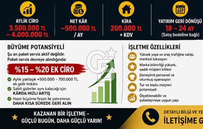 ESKİŞEHİR MERKEZDE YÜKSEK CİROLU DEVREN RESTORAN
