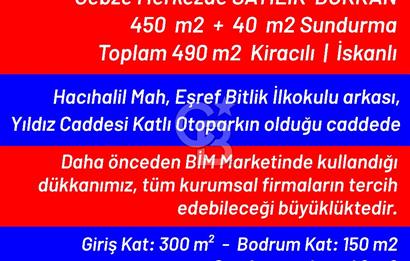 Hacıhalil Mh. Çarşı Merkezde SATILIK 450 m2 SATILIK DÜKKAN