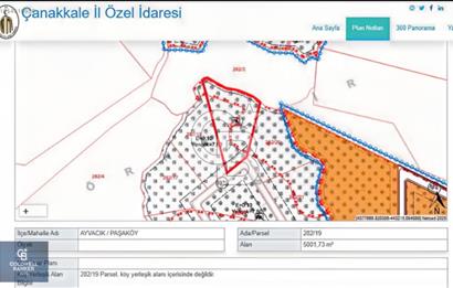 ÇANAKKALE AYVACIK PAŞAKÖY DENİZ MANZARALI İMARLI 5001 M2 ARSA