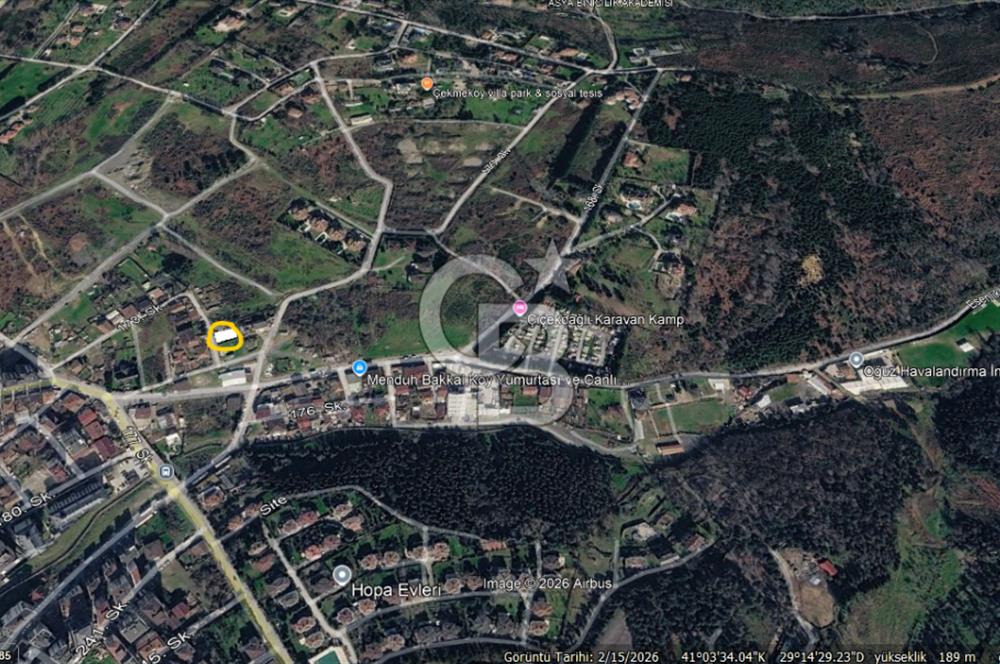 ÇEYMEKÖY ALEMDAĞ’ DA, YOLA CEPHE, 249M2, MÜSTAKİL, PROJESİ HAZIR RUHSATLI VİLLA ARSASI