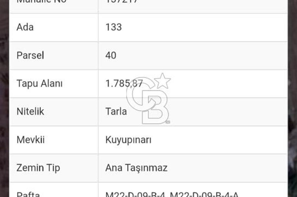 Karataş'ta Satılık 1.785 m² Tarla