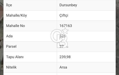 BALIKESİR DURSUNBEYDE İMARLI ARSA