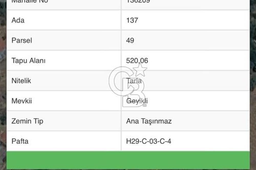 ÇUBUK GÜMÜŞYAYLA KÖY İÇİNDE SATILIK TARLA