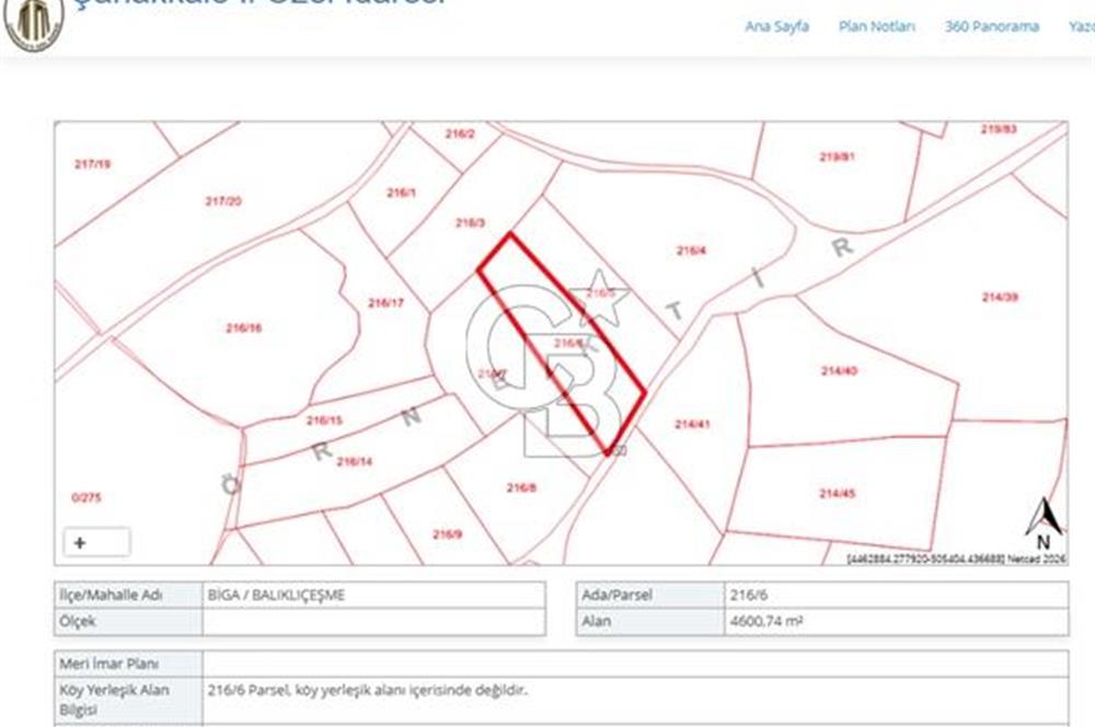 ÇANAKKALE BİGA BALIKLIÇEŞME ANA YOL CEPHELİ 4600m2 SATILIK TARLA FIRSATI