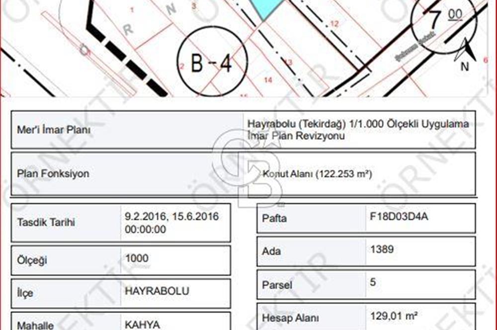 Hayrabolu Merkezde toplam 642m2 Satılık İmarlı Arsa
