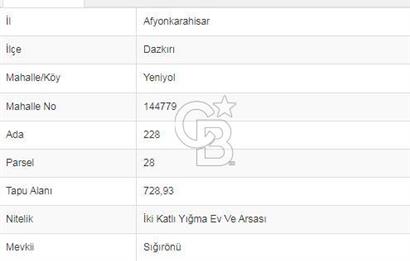 Afyon-Dazkırı Yeniyol Mah.de Merkeze Yakın Satılık Ev ve Arsası