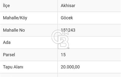 Akhisar Göcek 20.000 m² Büyük Parsel Satılık Tarla