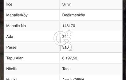Silivri Değirmenköy’de 434m2 Satılık Hisseli Tarla