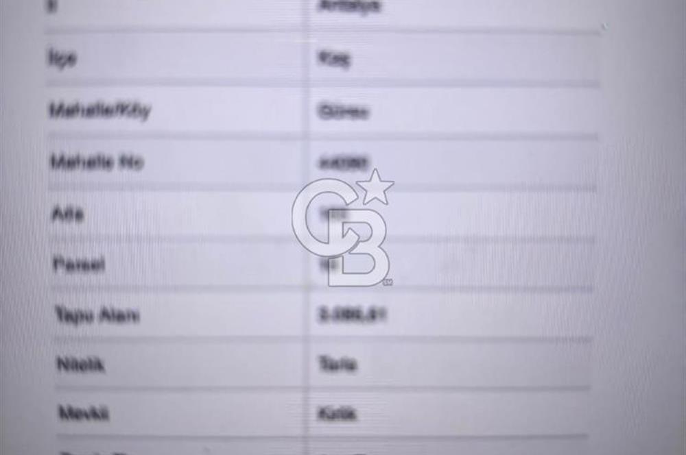 ANTALYA KAŞ GÜRSU'DA TEK TAPULU SATILIK TARLA