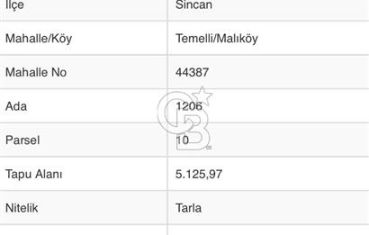 SİNCAN MALIKÖY DE SANAYİ İMARI SINIRINDA KÖK TAPU SATILIK TARLA