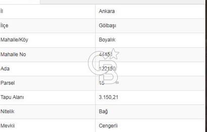 Gölbaşı Boyalık Satılık 1.000.000 TL Bağ Bahçe İmarlı Arsa