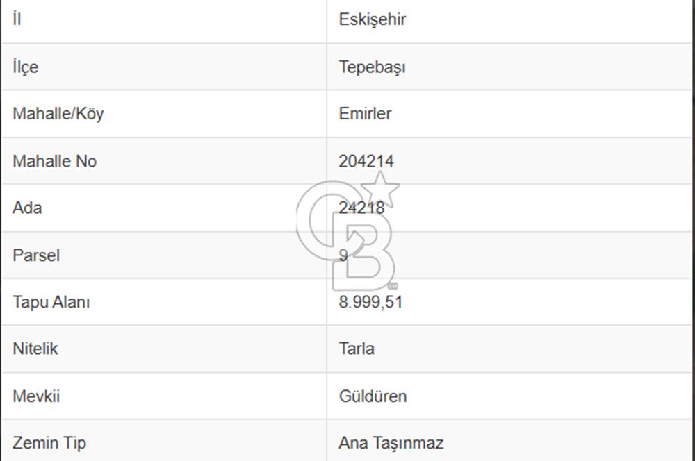 CB CITY' DEN ESKİŞEHİR/TEPEBAŞI EMİRLER MAH SATILIK TARLA