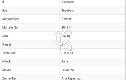 CB CITY' DEN ESKİŞEHİR/TEPEBAŞI EMİRLER MAH SATILIK TARLA
