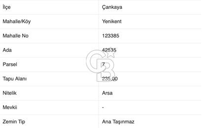 CB NEW YAŞAM'DAN SATILIK 1+1 YAPIMINA UYGUN 235 M2 ARSA