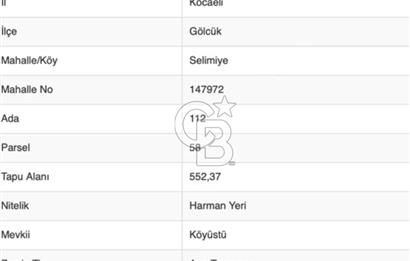 CB BLACK'TAN KOCAELİ GÖLCÜK SELİMİYE'DE SATILIK TARLA