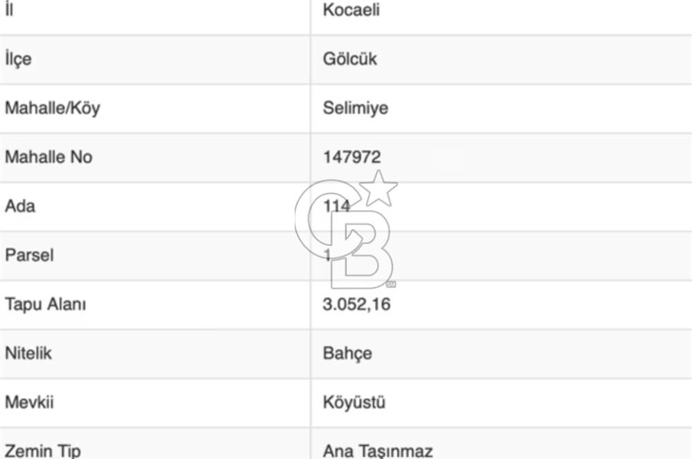 CB BLACK'TAN KOCAELİ GÖLCÜK SELİMİYE'DE SATILIK BAHÇE