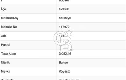 CB BLACK'TAN KOCAELİ GÖLCÜK SELİMİYE'DE SATILIK BAHÇE