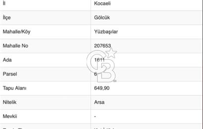 CB BLACK'TAN KOCAELİ GÖLCÜK YÜZBAŞILAR'DA SATILIK ARSA