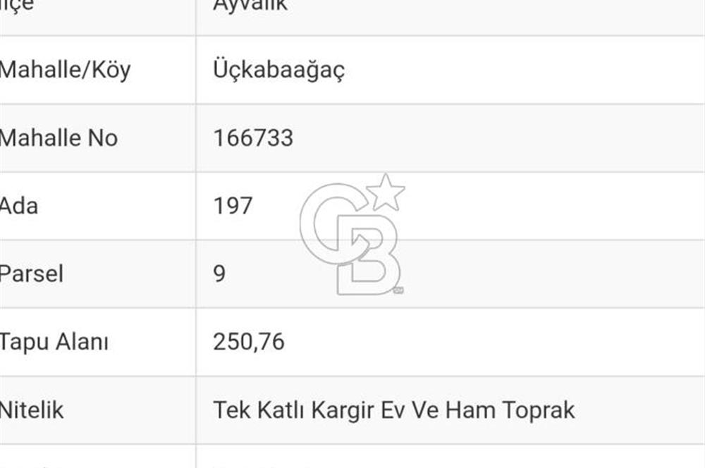 Ayvalık Altınovaya 5Km Mesafede 420 m²Arsa İçinde Kargir Köy Evi